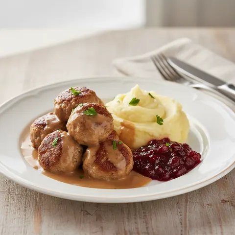Köttbullar med Potatismos och Lingonsylt