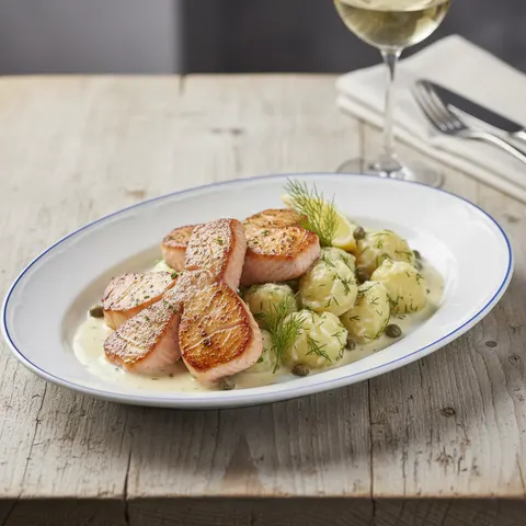 Laxfjäril med Dillstuvad Potatis